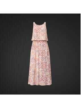 Women's Medium Sleeveless Printed Overlay Long Maxi Dress